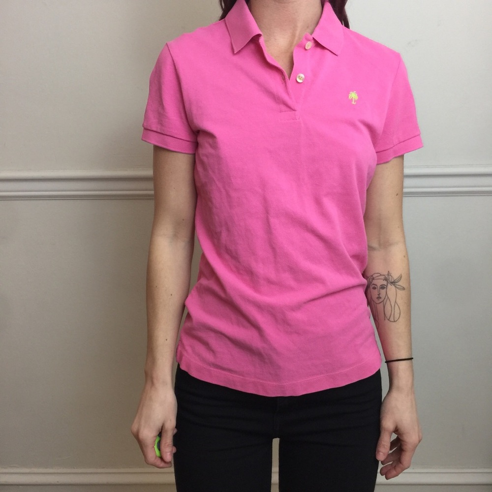 Lilly Pulitzer Pink Cotton Polo Shirt Top Blouse - Picture 1 of 8